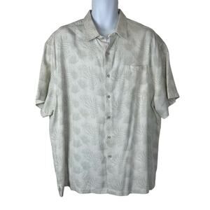 Nat Nast Silk Blend Leaf Print Hawaiian Camp Button Up Shirt Size XXL Green